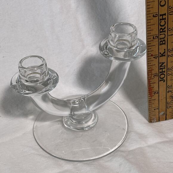 Vintage Style Glass Double Tapered Candle Holder - Picture 4 of 6